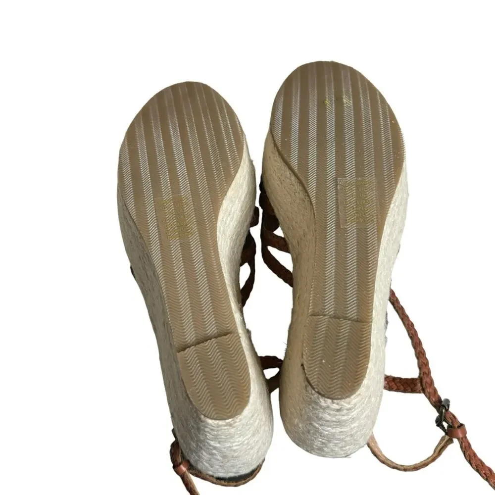 Vintage Foundry Co. Eloise‎ Leather Espadrille Wedge Sandals Women's Size 8